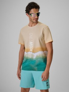 4F T-shirt regular z nadrukiem męski - multikolor M
