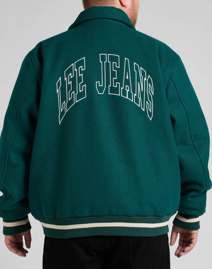 LEE VARSITY JACKET MĘSKA KURTKA PRZEJŚCIOWA LOGO NADRUK ESMERALDA L87TDB96 112321558