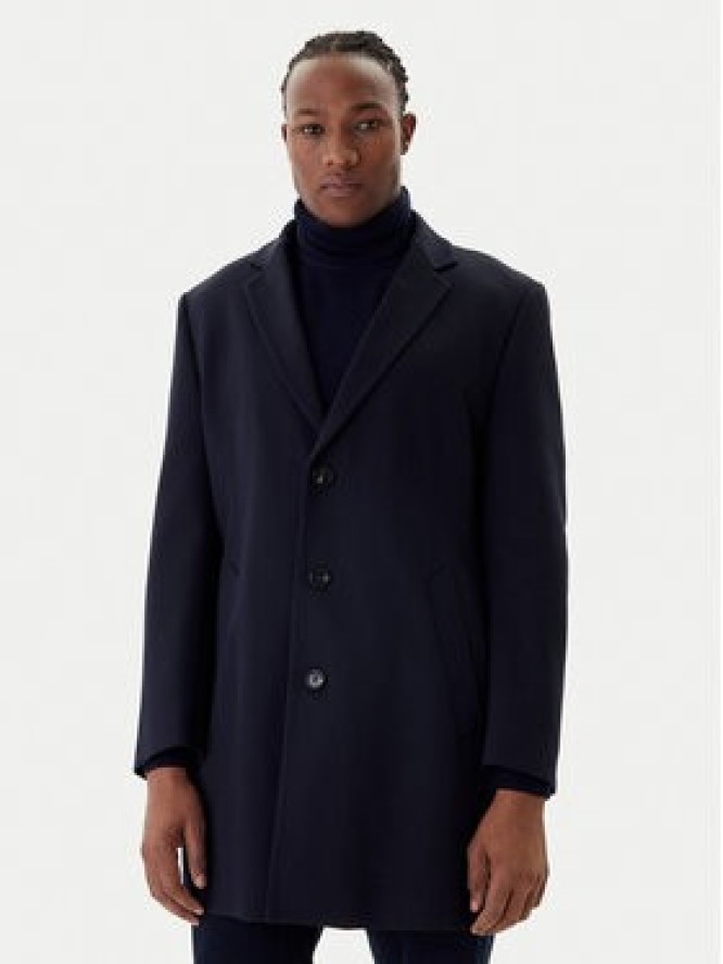 Bugatti Płaszcz wełniany 821628-84221 M Granatowy Regular Fit