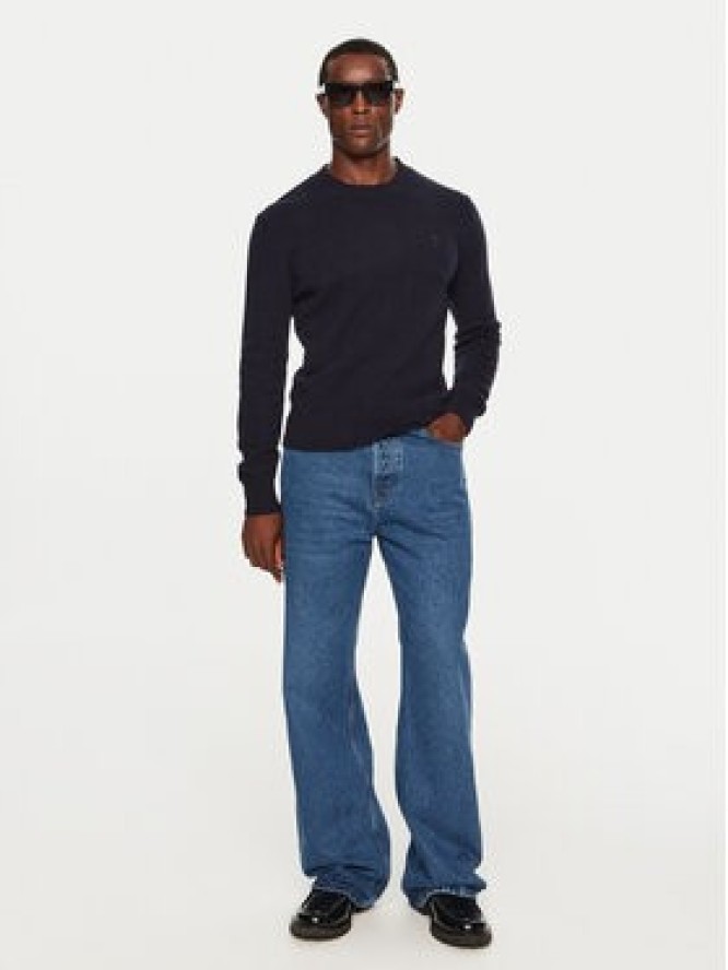 AMI Paris Sweter HKS057.005 Granatowy Regular Fit