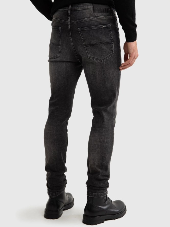 Jeansy męskie z wysokim stanem z przetarciami czarne Deric High Waist 913