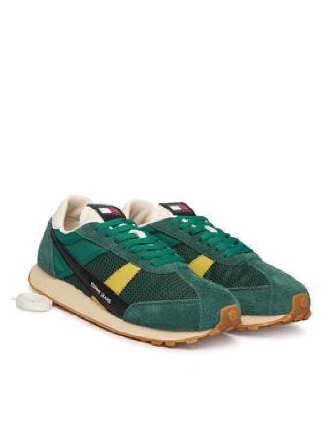 Tommy Jeans Sneakersy Retro Runner Archive Open Mesh EM0EM01715 Zielony