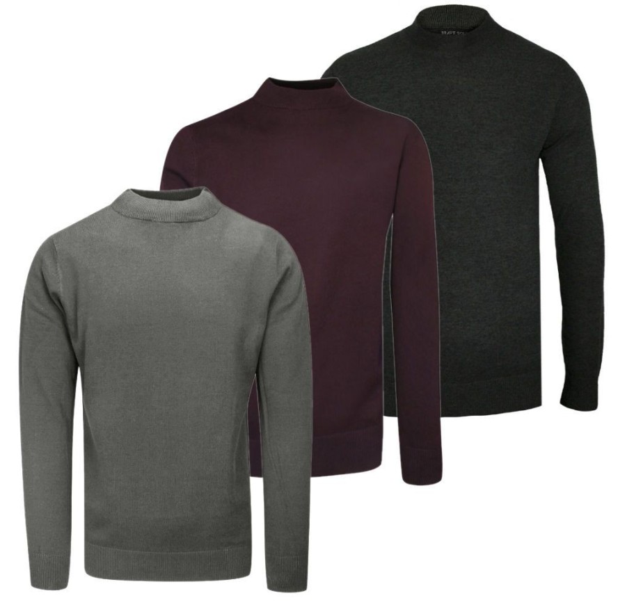 Zestaw 3 Półgolfów - Brave Soul - Grafit, Bordo, Popiel