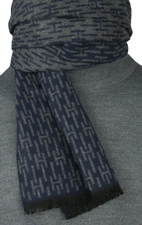 Męski Szalik Alties - Granatowy, Wzór Geometryczny
