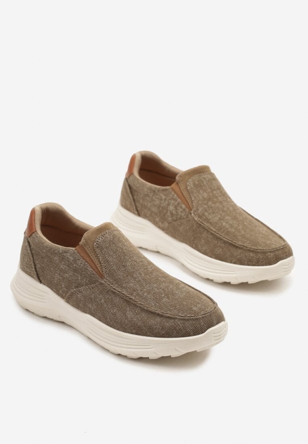 Beżowe Wsuwane Półbuty Mokasyny w Sportowym Stylu Palavienna