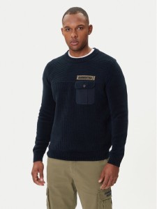 Aeronautica Militare Sweter 252MA1573UL00539 Granatowy Regular Fit