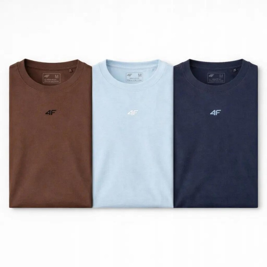 T-SHIRT MĘSKI 4F KOSZULKA LIMITOWANA KOMPLET ZESTAW 3 SZTUKI S M3947 SS26