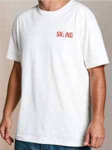 Bawełniana koszulka z nadrukiem na plecach - kremowy