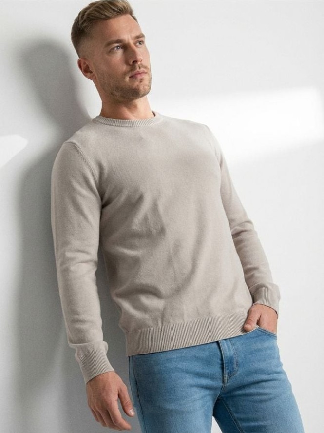 Bawełniany sweter basic - kremowy