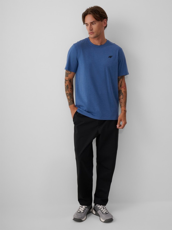 4F T-shirt regular gładki męski (3-pack) - szary+czarny+granatowy XXL