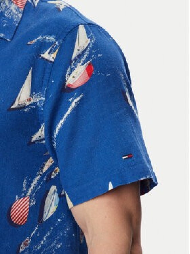 Tommy Jeans Koszula Aop Co Slub DM0DM23144 Niebieski Regular Fit