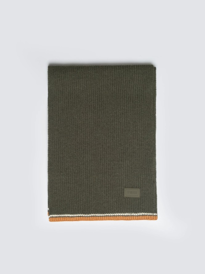 Szalik męski z kolorowym akcentem khaki Wandegors 303