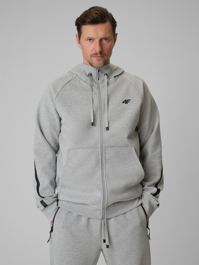 4F Bluza dresowa regular z kapturem męska - szara M