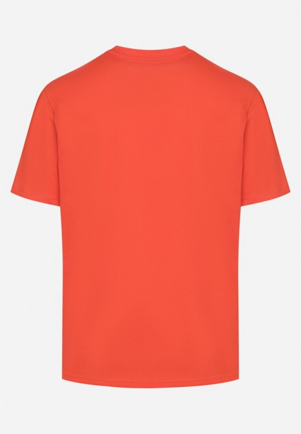 Pomarańczowa Bawełniana Koszulka z Nadrukiem z Napisem Mepize