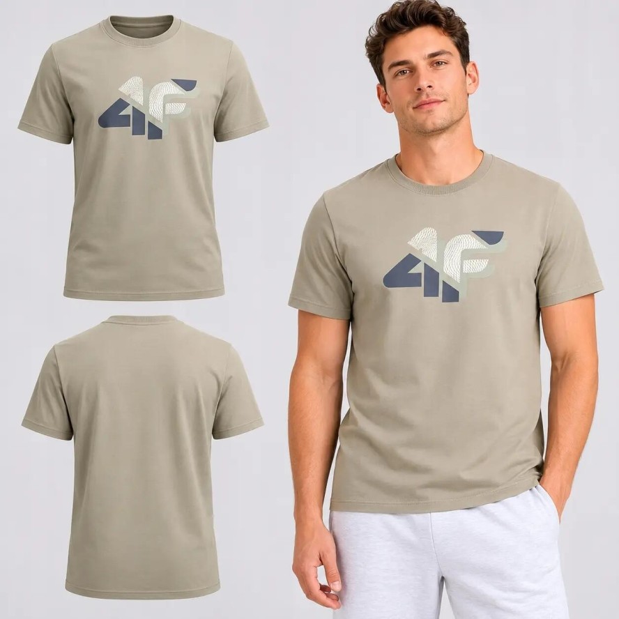 T-SHIRT MĘSKI 4F KOSZULKA BAWEŁNIANA Z NADRUKIEM M2667 SS26