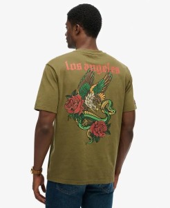 superdry Tattoo Loose T-Shirt – relaxed fit, 100% bawełna – GREY MARL/JAFFA