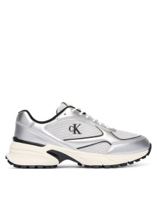 Calvin Klein Sneakersy Hike Runner Laceup Mesh Mix Met YM0YM01402 Srebrny