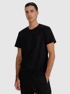 4F T-shirt regular z nadrukiem męski - czarny XXL