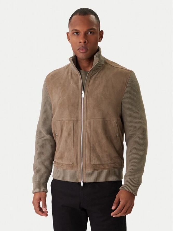 BOSS Kurtka skórzana H-Maparo 50547673 Beżowy Regular Fit