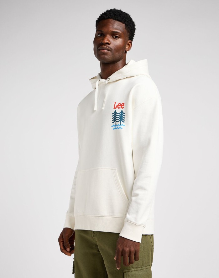 LEE GRAPHIC HOODIE MĘSKA BLUZA Z KAPTUREM NIEROZPINANA ECRU 112349068 LM34015543