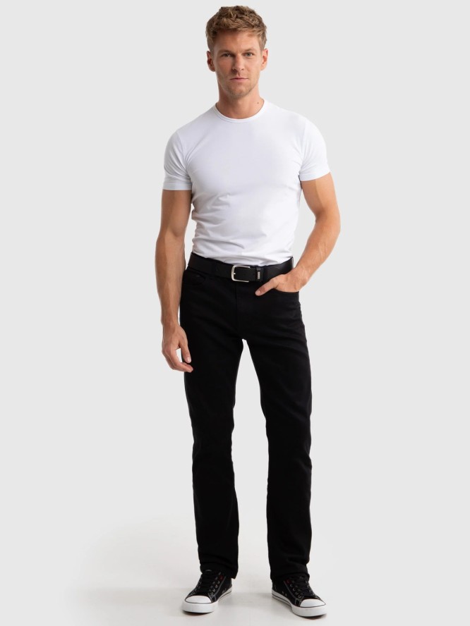 Jeansy męskie z prostą nogawką czarne Trent 915