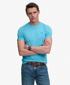 superdry Męski T-shirt Essential Logo wyszywany neon 100% bawełna organiczna –
