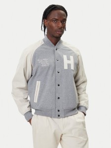 Tommy Hilfiger Kurtka bomber Mix Media Varsity MW0MW39684 Szary Regular Fit