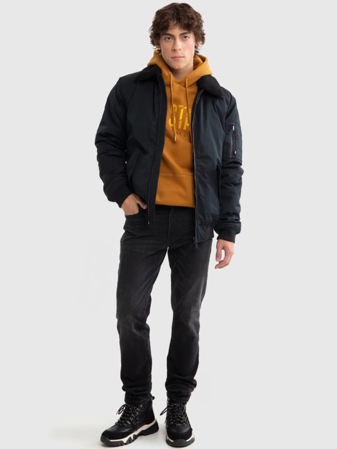 Bluza męska z kapturem z logo BIG STAR musztardowa Bruden 803