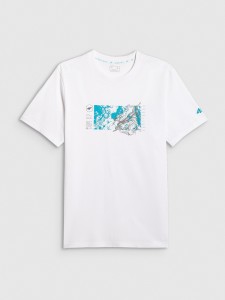 4F T-shirt regular z nadrukiem męski - biały 3XL