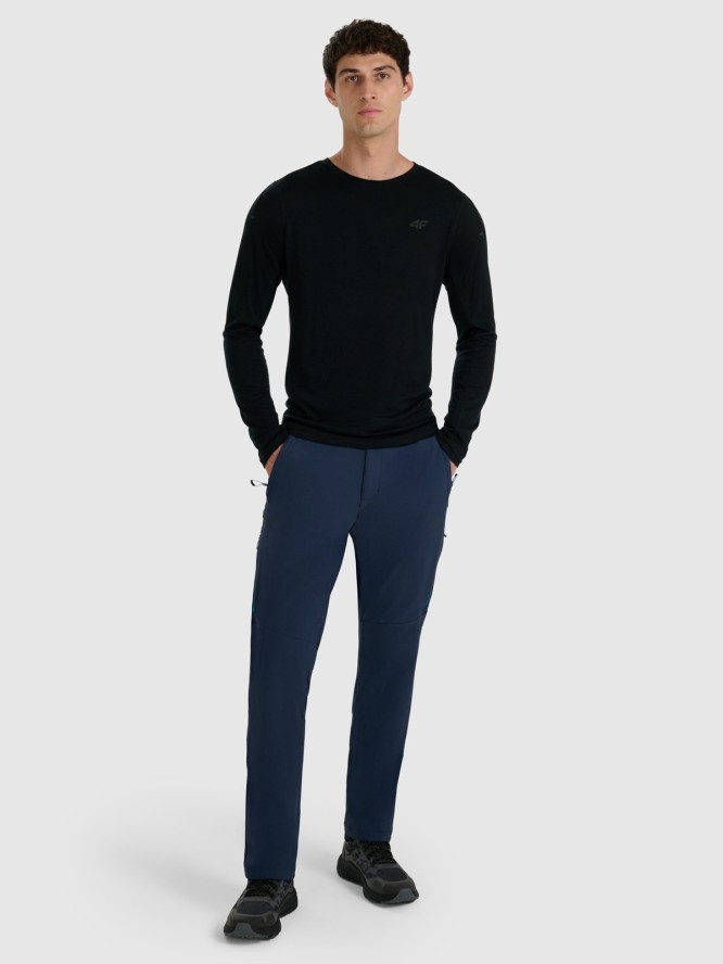 4F Longsleeve trekkingowy szybkoschnący z wełną merino męski - czarny XL