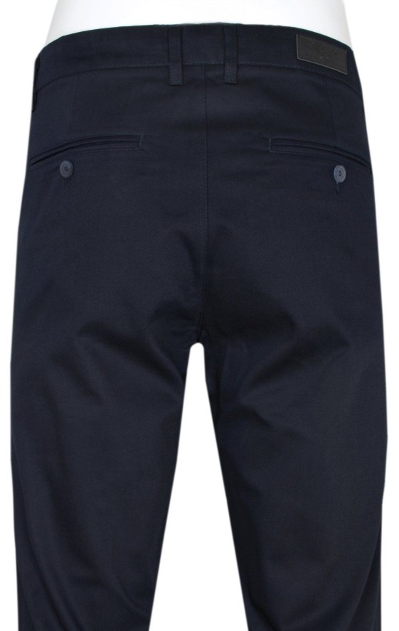 Spodnie Męskie Chinos z Elastanem, Zwężana Nogawka -QUICKSIDE - Ciemy Granat