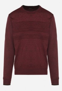 Bordowy Klasyczny Sweter z Wełną o Prostym Kroju Essida