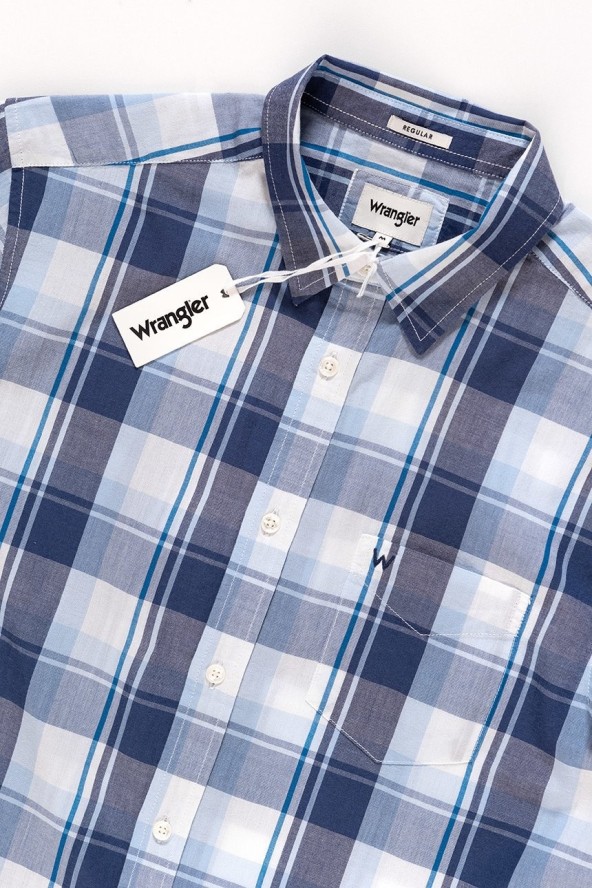KOSZULA MĘSKA KRÓTKI RĘKAW WRANGLER SS 1PKT SHIRT PATRIOT BLUE W5860NQ5H 112129521