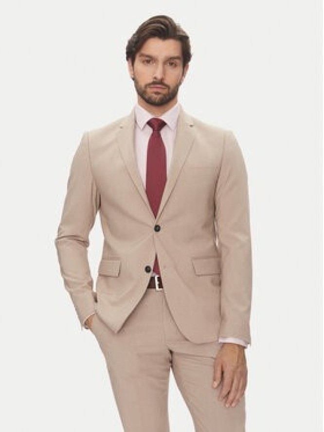 Lindbergh Garnitur 30-61040 Beżowy Slim Fit