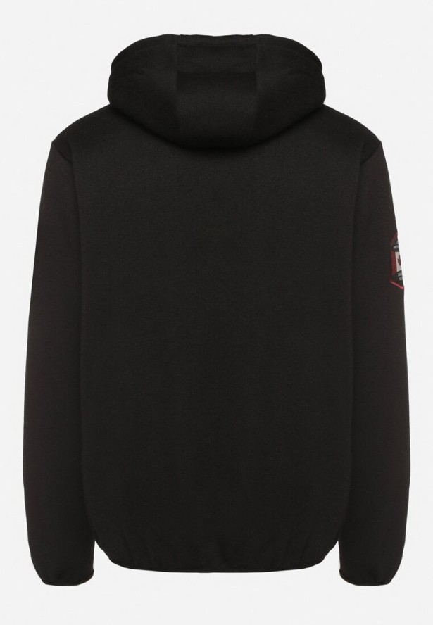 Czarna Bluza z Kapturem Rozpinana z Kieszeniami Anarito