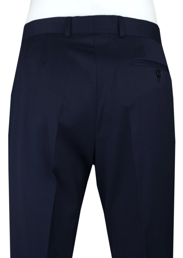 Elegancki Garnitur Wełniany, Wyszczuplony (Slim) - MEN'SFIELD - Granatowy