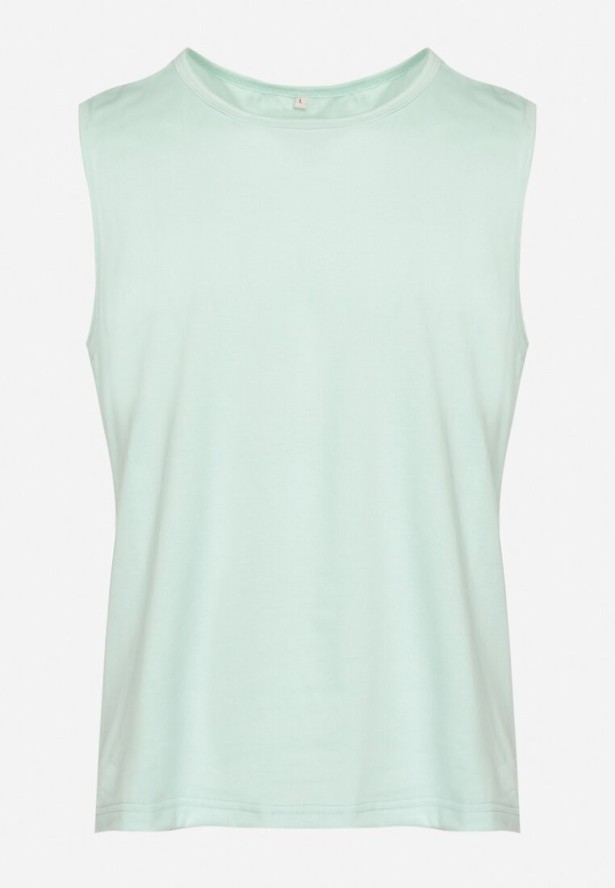 Miętowa Klasyczna Koszulka Tank Top Bez Rękawów Lakeana