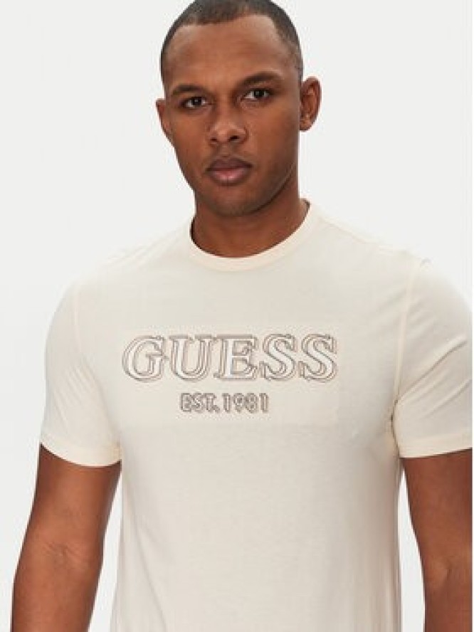 Guess T-Shirt M5GI07 I3Z14 Écru Slim Fit