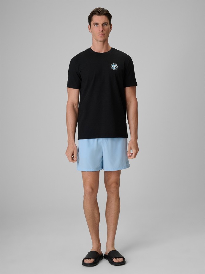 4F T-shirt regular z nadrukiem męski - czarny M