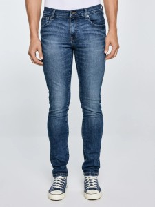 Jeansy męskie dopasowane z przetarciami granatowe Nader 495