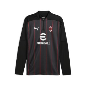 Męska bluza przedmeczowa AC Milan z zamkiem 1/4 PUMA Black For All Time Red