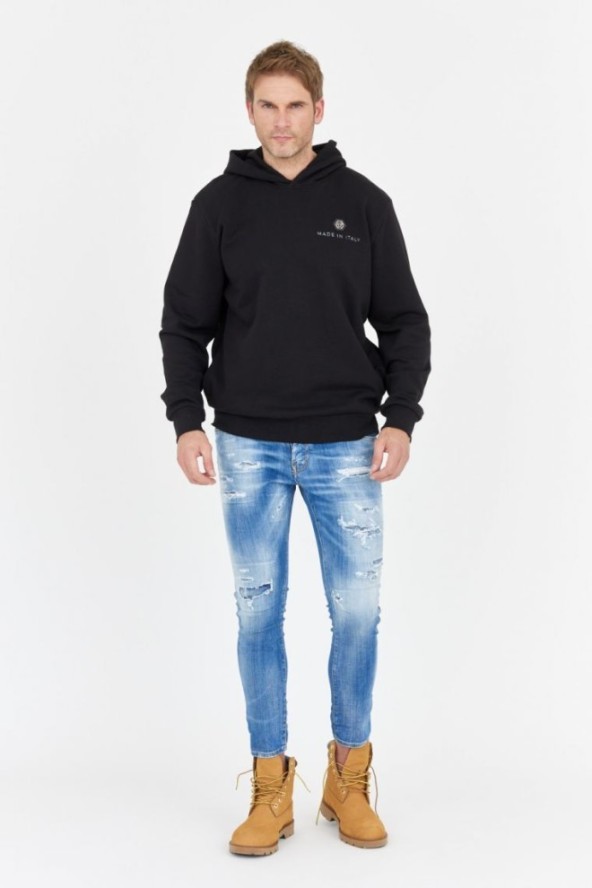 PHILIPP PLEIN Czarna męska bluza hexagon z kapturem, Rozmiar XXL