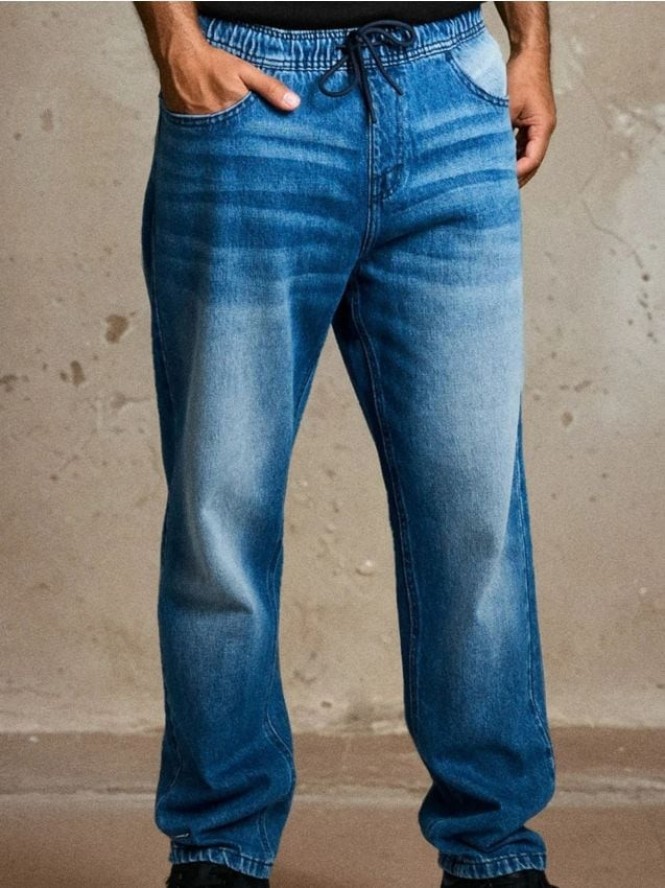 Jeansy loose fit - granatowy