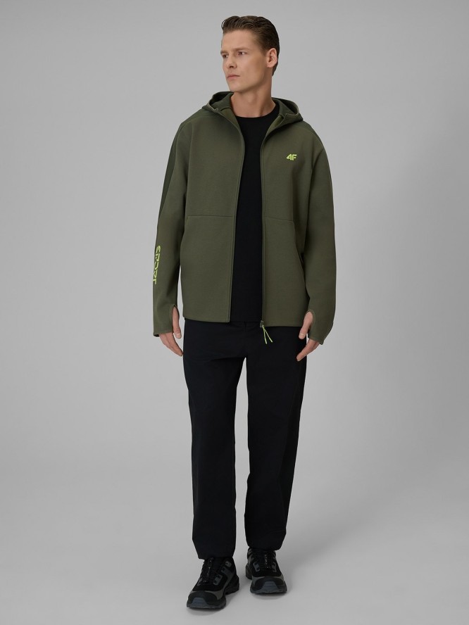 4F Bluza dresowa regular z kapturem męska - khaki L