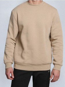 Bluza crewneck z domieszką bawełny - beżowy