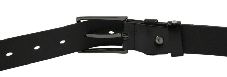 Klasyczny, Skórzany Pasek Męski - Victorio - Czarny