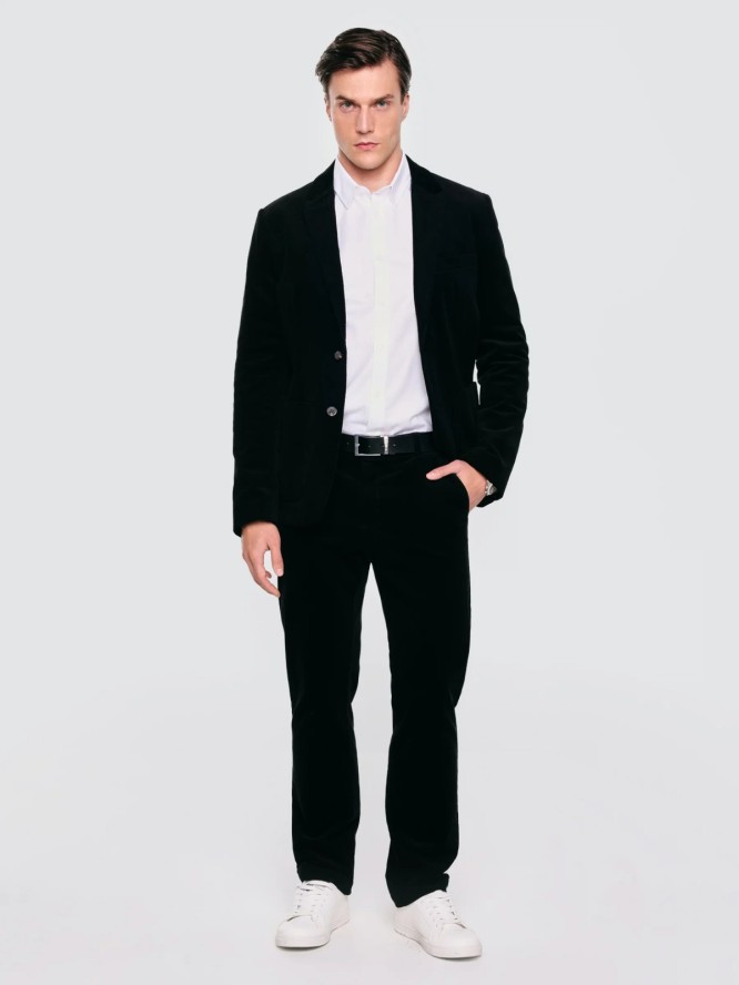 Marynarka męska sztruksowa czarna Pilos 906