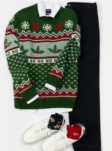 Sweter z motywem świątecznym - zielony