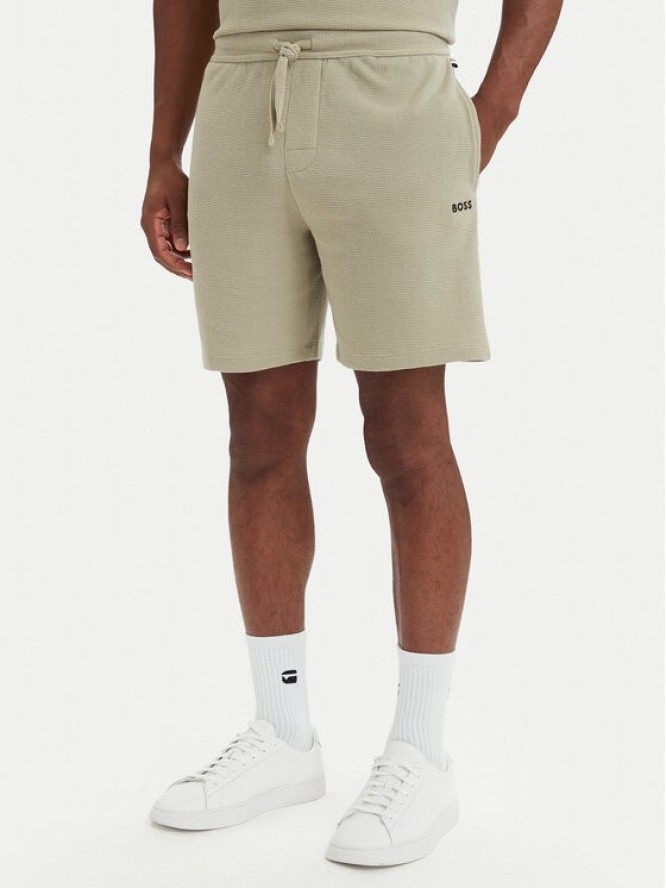 BOSS Szorty sportowe Waffle 50535884 Zielony jasny Regular Fit