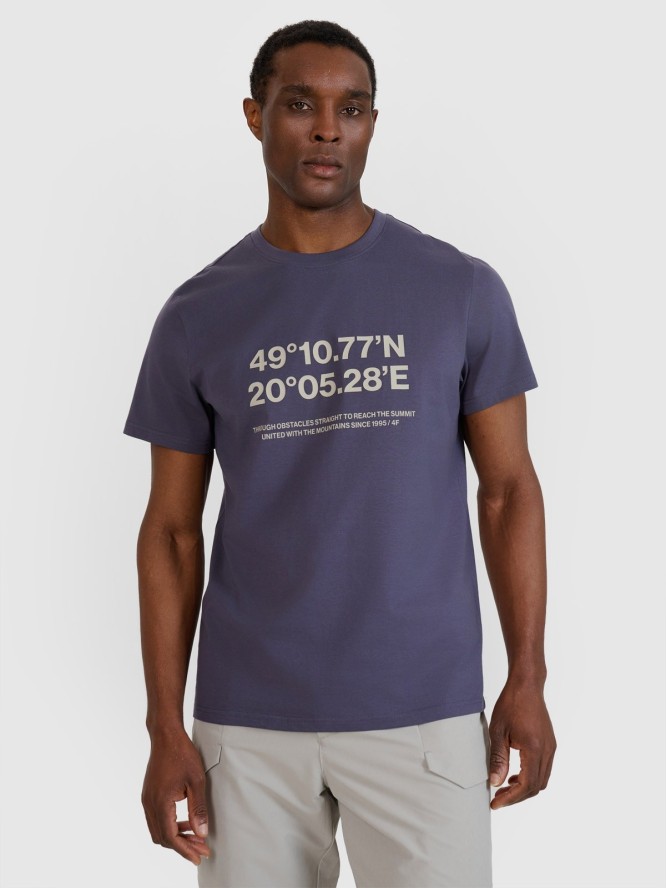 4F T-shirt regular z nadrukiem męski - szary XL